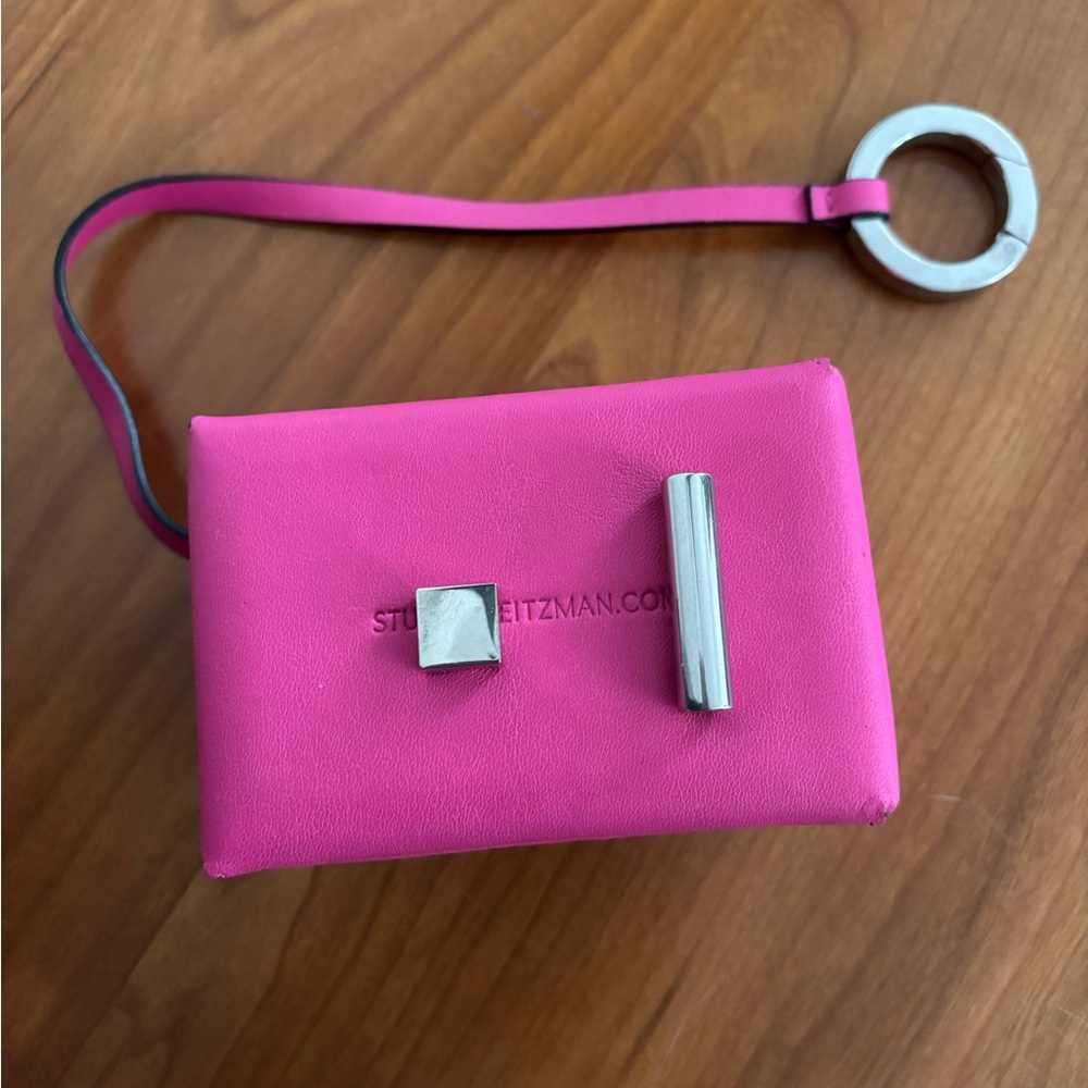 NWOT Stuart Weitzman Fuscia Smooth Calf Micro Mini bag Shoebox Clutch - Picture 3 of 8